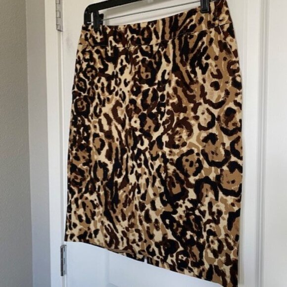 MERONA Animal Leopard Print Fully Lined Slim Pencil Skirt 6 - Picture 4 of 12